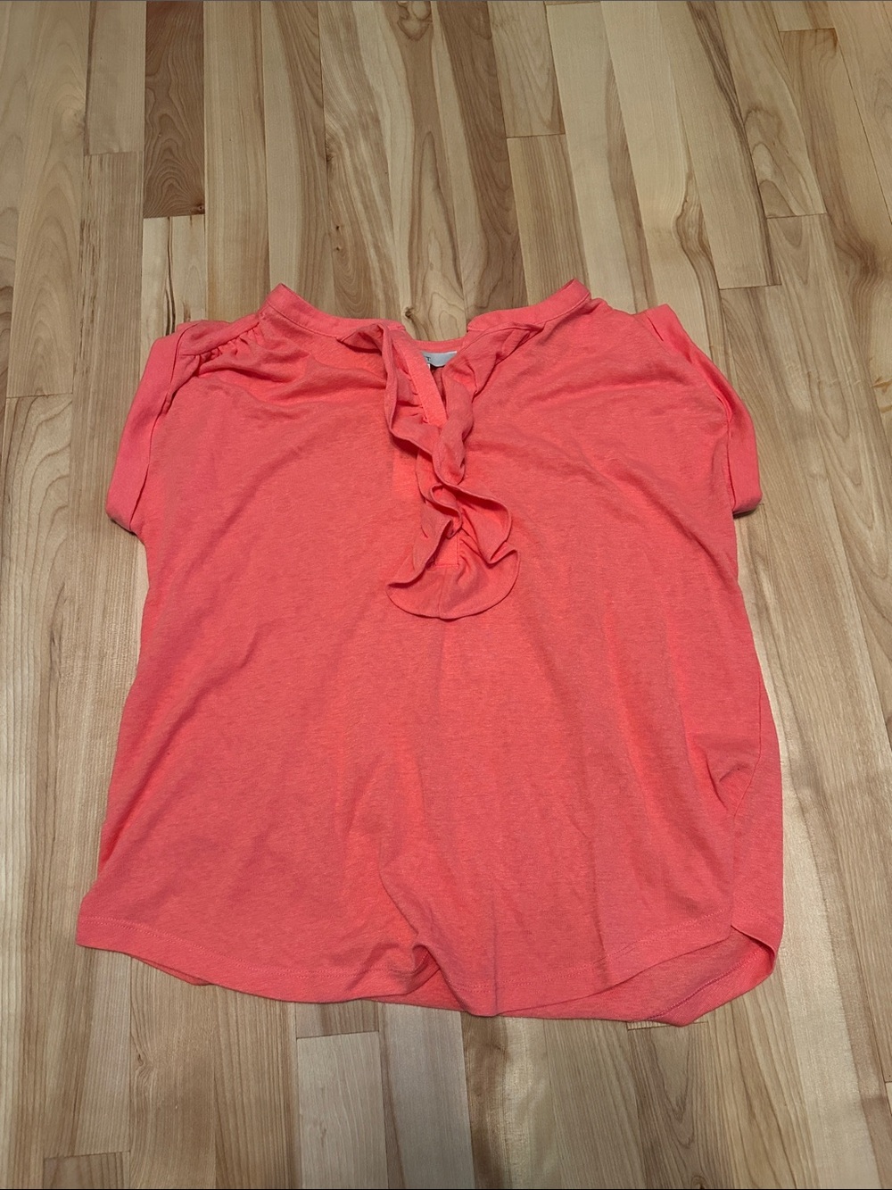 LOFT Coral Ruffle Blouse